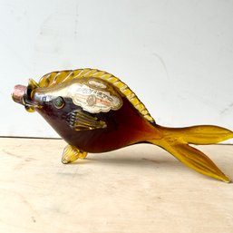 Vintage Orvieto Italy White Wine Crackle-glass Fish Decanter (DC)