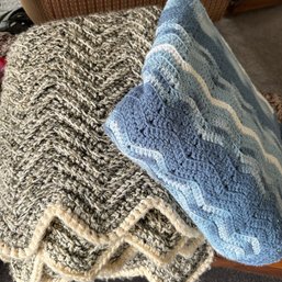 Beautiful Pair Of Handmade Crochet Blankets (BR)