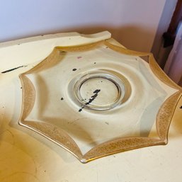 Vintage Glass Platter With Gold Rim (DR)