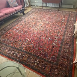 Huge Oriental Patterned Red, Black And White Rug! 142' X 105'