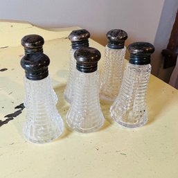 Vintage Glass Shakers With Sterling Tops - Set Of 6 (DR)