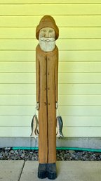 Tall Carved Wooden Fisherman Figure (apt)