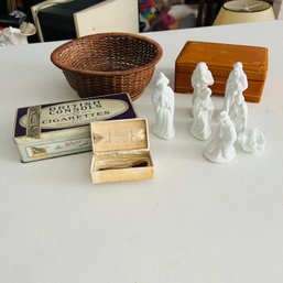 Vintage Box, Tin, Ceramic Nativity Pieces And Other Items (NK)