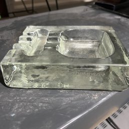 Unique Vintage Glass Block Ashtray (bSMT)