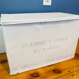 Vintage Glennie's Dairy Metal Milk Box - Painted White (UP1)