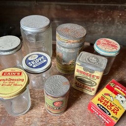 Mixed Lot Of Vintage Food & Spice Jars And Cans (zone 5)