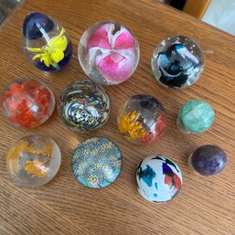 Lot Of 11 Glass Paperweights (LR In Cabinet)