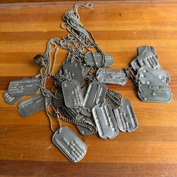 U.S. Military Dog Tags From Air Force, Navy, Coast Guard - 13 Different Servicemen (Front LR)