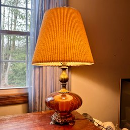 Stunning Mid Century AMBER GLASS Table Lamp (office)