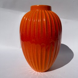 Vintage Royal Haeger Orange Fluted Vase, 26-h (LH)