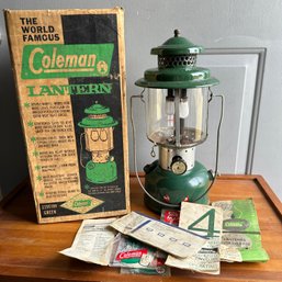 Vintage Green Coleman Lantern With PYREX Glass (Front LR)