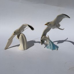 Pair Of Vintage Porcelain Seagull Figurines, Goebel Bermuda Longtail, Some Damage (LH)