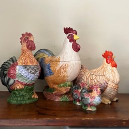 Trio Of Ceramic Roosters (Lroom)