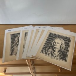 Vintage 1935 Wood Block Composer Prints - Set Of 6 (NK)