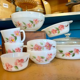 Vintage Peach Blossum FIRE KING Milk Glass Bowls, Bakers, Mugs (kitchen)