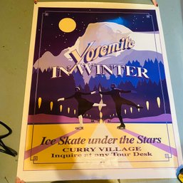 Large Vintage Yosmite Winter Skating Advertisement Poster (Basement Back)