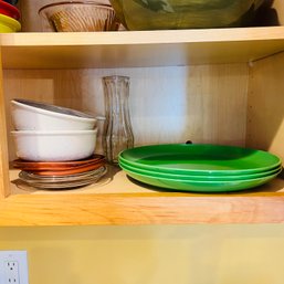 Assorted Dishes: Plastic Plates, Corningware (as Is), Etc. (Kitchen)