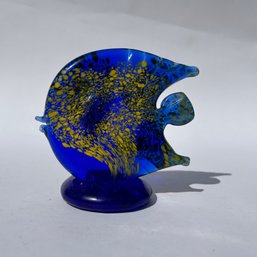 Vintage Bermuda Glass Blowing Studio Handmade Blue Fish Figurine (LH)