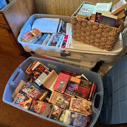 Paperback Book Lot: Several Totes Of Books! (b1)