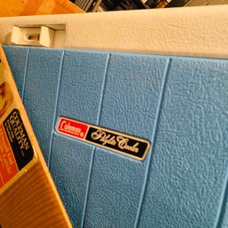Vintage Baby Blue Coleman Polylite Cooler - With Original Box! (Basement Right)