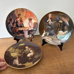 Trio Of KNOWLES Norman Rockwell Light Campaign Decorative Plates (Shelf) MB2