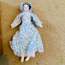 Vintage Porcelain Face Doll With Floral Dress (Upstairs Bedroom On Right)