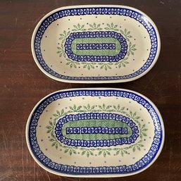 Pair Of Handmade Polish Pottery Platters By Ceramika Z Bolesawca (NH)