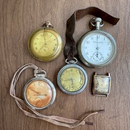 Vintage Bulova Watch & Pocket Watches, Including 'Dispatcher' W/ Train & Westclox Pocket Ben (BlueBR)