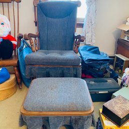 Blue Glider Rocker Chair And Matching Foot Rest (Upstairs Bedroom On Right)