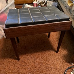 Vintage Storage Bench With Mixed Media, Resin Top (b1)