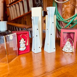 Mikasa Shooting Star Vases & Lenox Angel & Tree Ornaments (garage)