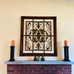 Instant Mantle: Candle Sticks, Metal Wall Art And Vase Trio (Great Room)