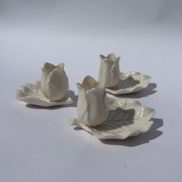 Set Of Three Vintage Porcelain Tulip Trinket Dishes (LH)