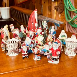 Lovely Collection Of Santa Figurines, Many Of Them Are Lenox! (garage)