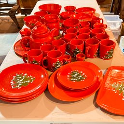 Large Lot Of German Waechtersbach Christmas Plates, Platters, Cups & Bowls (garage)