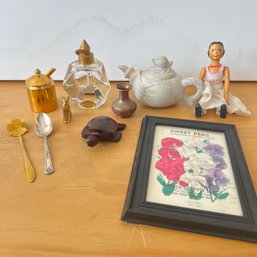 Vintage Perfume Bottle, Doll, Spoons And Other Small Items (NK)