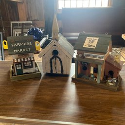 Just In Time For Spring! 3 Adorable Wooden Little Town Themed Birdhouses (Barn)