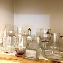 Mixed Lot Of Vintage Clear Glassware (Closet)