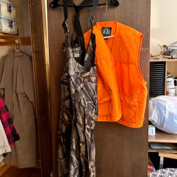 FIELD & STREAM Camo Hunting Overalls And Orange Hunting Vest (office)