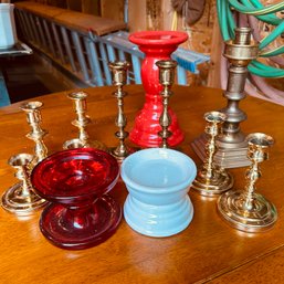 Collection Of Candlesticks In A Variety Of Sizes (garage)