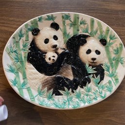 Oval Ceramic Serving Platter With Adorable Koala Bear Family (Barn)