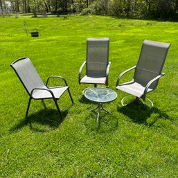 Trio Of Outdoor Chairs And Small Outdoor Table (Outside)