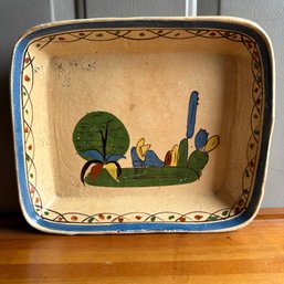 Vintage Made In Mexico Painted Pottery Casserole Dish (Front LR)