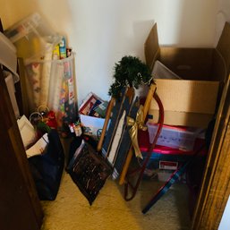 Closet Full Of Holiday Boxes, Wrapping Paper With Holders, Sleigh Decor (Upstairs Bedroom On Right Closet)