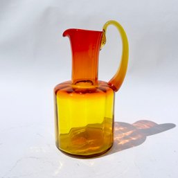 MCM Vintage Tangerine Blenko Handblown Glass Pitcher Glass No. 6511 (LH)