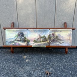 'Dawning Of A New Millennium' Set Of Three Thomas Kinkade Decorative Plates In Stand (KG)