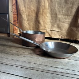 Beautiful Pair Of Vintage Large Copper Pots (63863 - Kitchen)