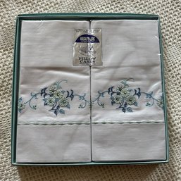 Vintage New In Box Heritage Embroidered Pillow Cases (Master Bedroom)