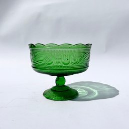 Vintage Brody Green Depression Glass Pressed Glass Footed Bowl (LH)