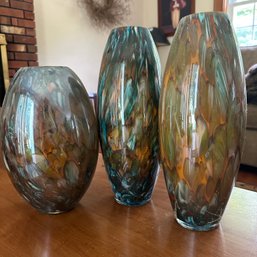 Trio Of Blown Art Glass Vases (DR)